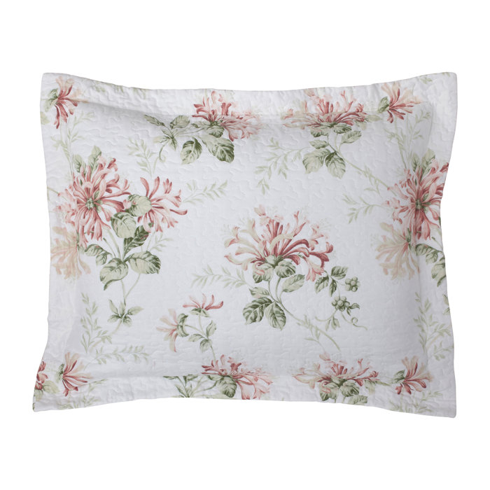 Laura Ashley Honeysuckle Pink/White Floral 100 Cotton Reversible Quilt